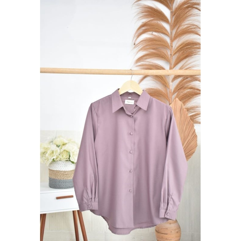 Kemeja wanita kekinian model polos bahan katun toyobo