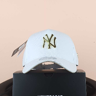 ny putih back visor cream logo besi gold Topi Pria Baseball Snapback Polos Wanita Unisex Premium