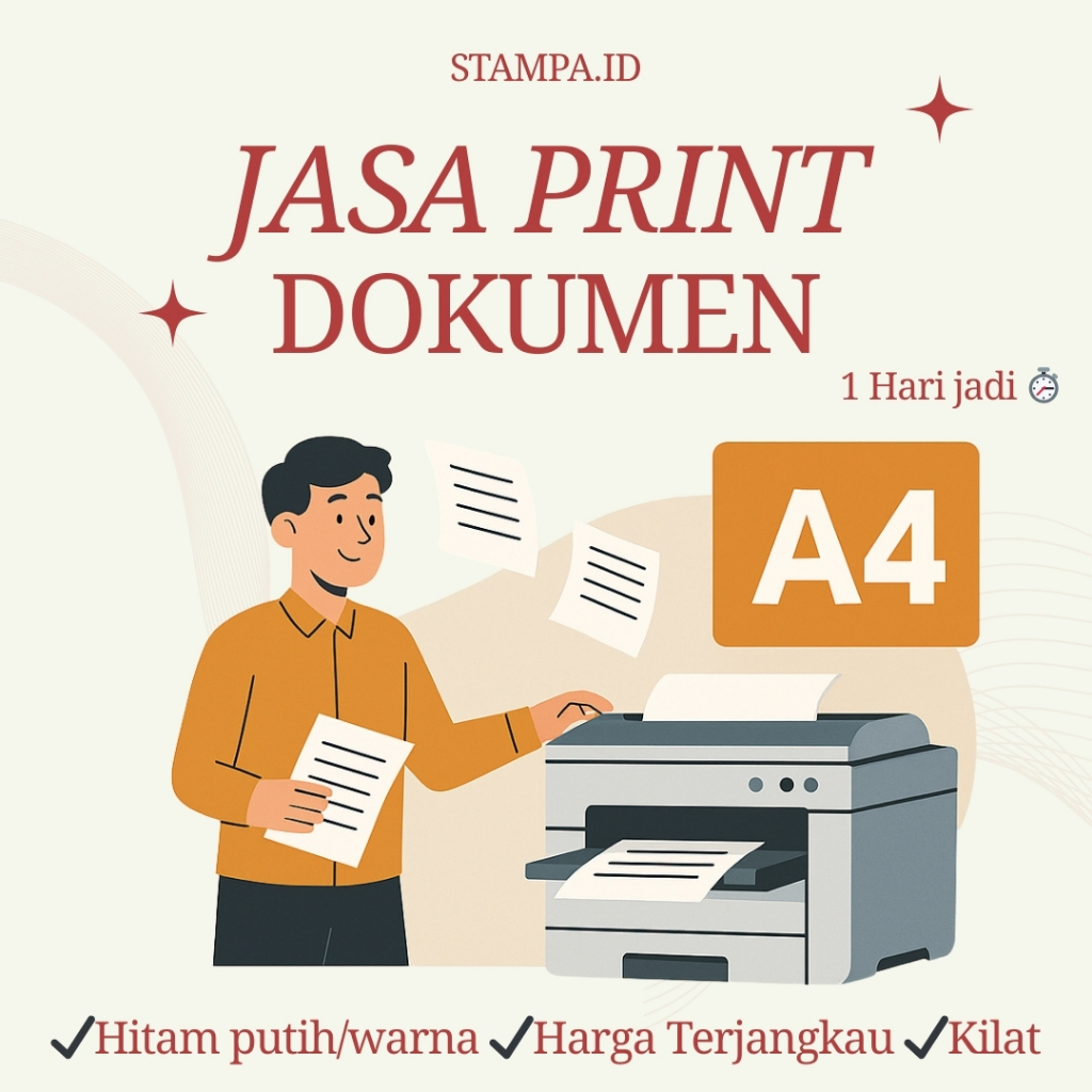 

Print/ Cetak Dokumen HVS A4 70, 75, & 80 gsm - Bisa Warna atau Hitam Putih