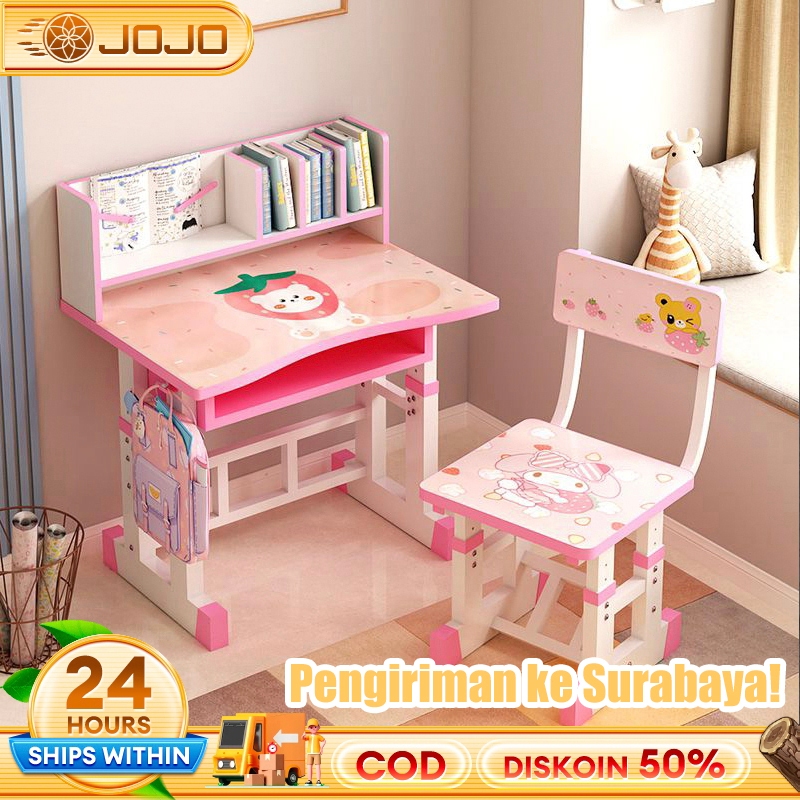 Meja belajar anak set kursi Meja belajar anak perempuan Meja belajar aesthetic Lemari belajar anak