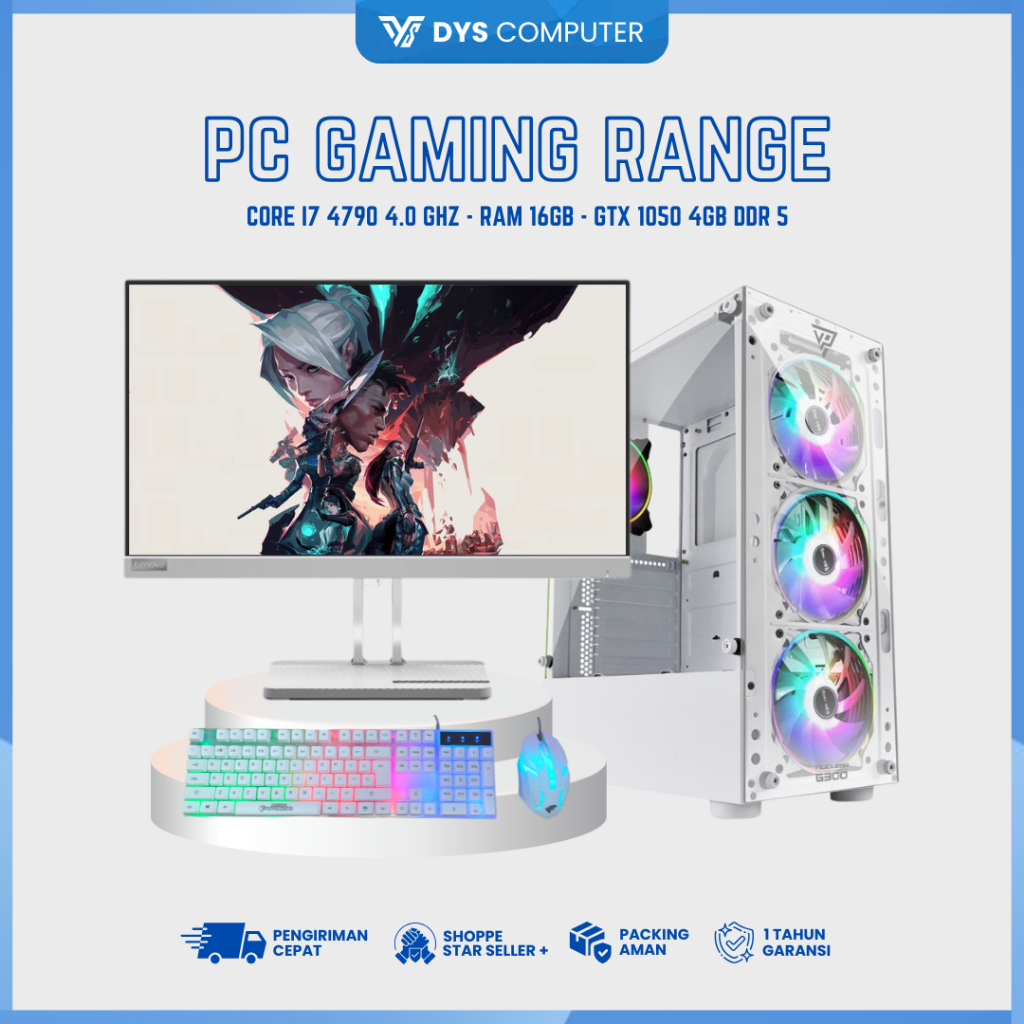 PC FullSet Gaming Range I7 / GTX 1050 TI / 500GB / SSD / DDR5