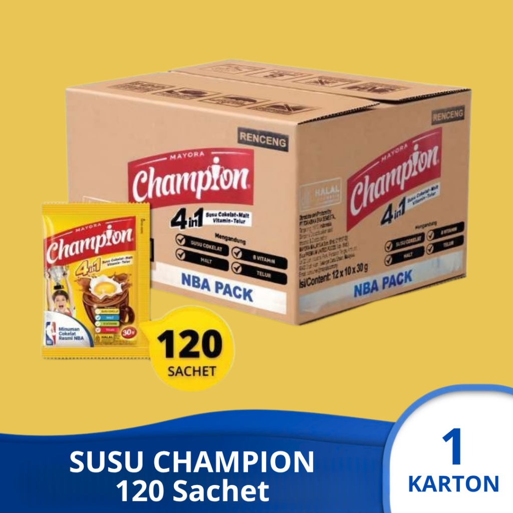 

(1 KARTON) CHAMPION Susu Cokelat isi 12 Renceng x 10 Sachet x 30 gram