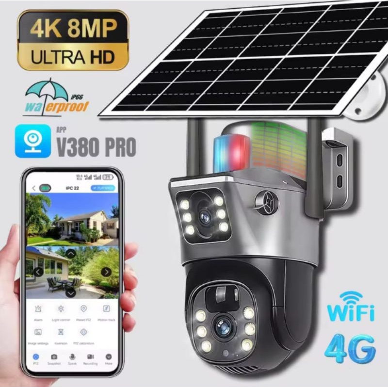 IPCam Solar Panel 4G GSM Simcard CCTV Dual Lensa Outdoor