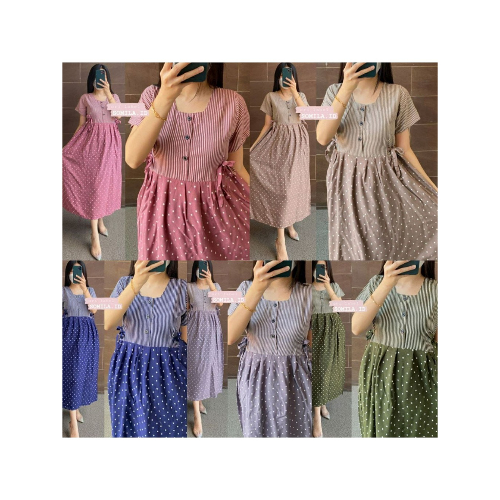 Daster Wanita Somila Polkadot Rayon Grade A Resleting Depan | Daster Kekinian Terbaru | Daster Viral