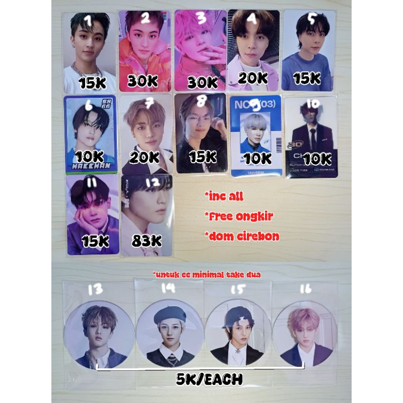 Photocard Official (PC) NCT mark, taeyong, chenle, johnny,  renjun, jisung, jaemin