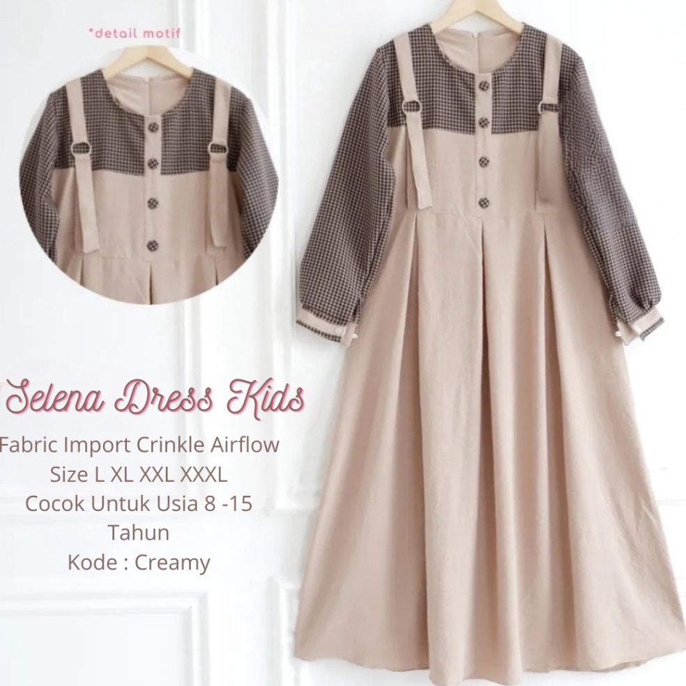 Afia Dress Kids Gamis Anak Terbaru Bahan Crinkle Airflow Size L XL XXL XXXL Usia 8 Sampai 15 Tahun G