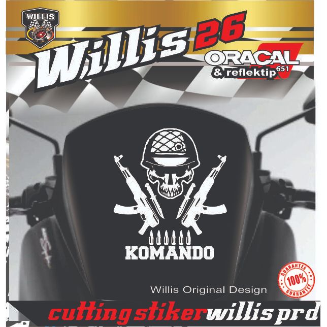 Stiker Komando Army TNI | cutting menyala STIKER WINDSHIELD VISOR MOTOR NMX PCX DLL