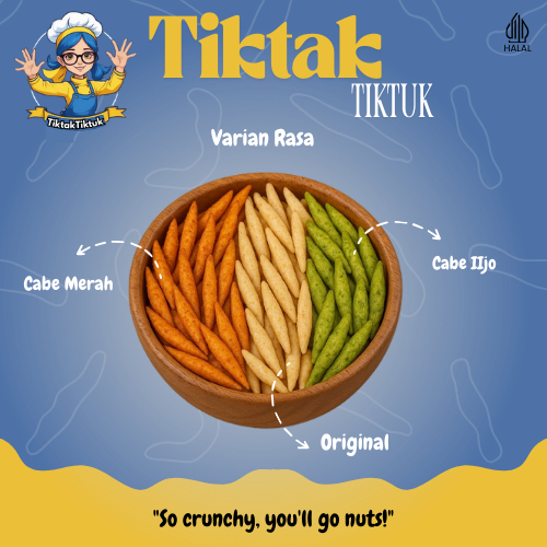 

Tiktaktiktuk - Tiktuk Original, Cabe Merah, Cabe Ijo 100g