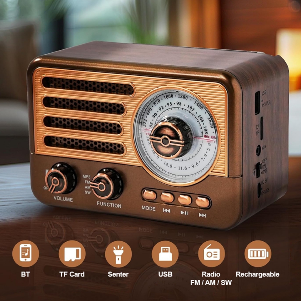 TERBARU RADIO ANTIK FM/AM/SW SPEAKER PORTABLE BLUETOOTH FM RADIO WOOD DESIGN RADIO BLUETOOTH