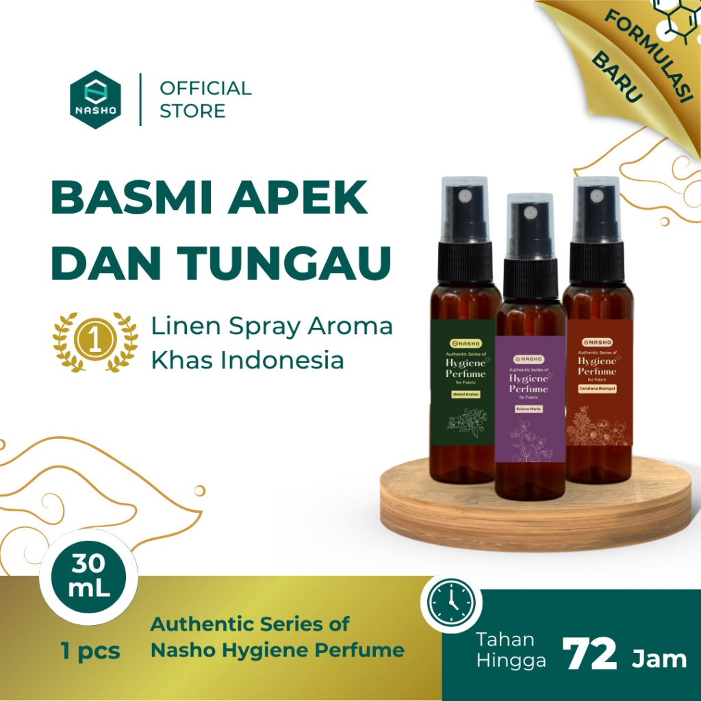[MINI] Nasho Authentic Series Bed & Linen Spray Pewangi Pembasmi Tungau , Bakteri , Kutu Kasur Tumila , serta Anti Apek Hygiene Perfume