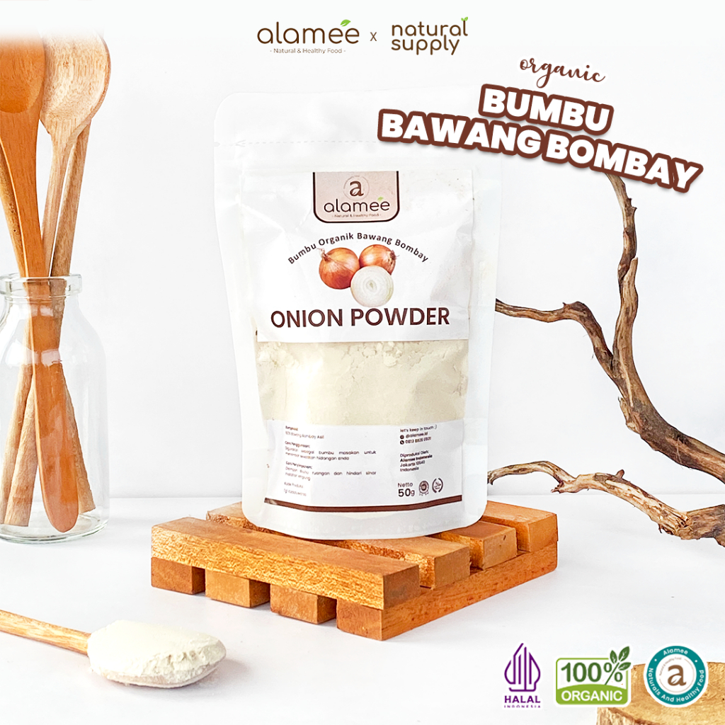 

ALAMEE Bawang Bombay Bubuk Onion Powder Ground Spice Bumbu Bombai Dapur Organik Tanpa Campuran 50gr