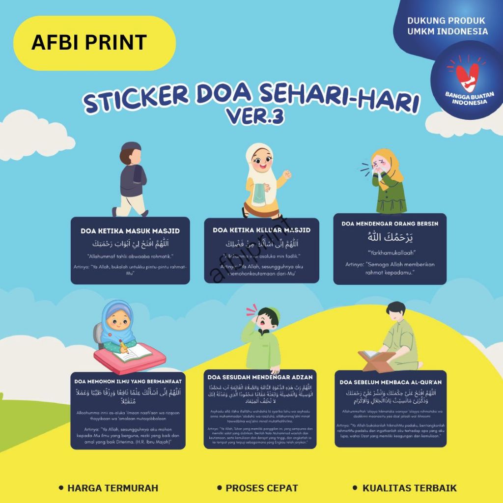 

Sticker Doa Sehari-Hari Versi 3 I Sticker Tempelan Kaca/Pintu untuk Edukasi Anak Kecil I Afbi Print