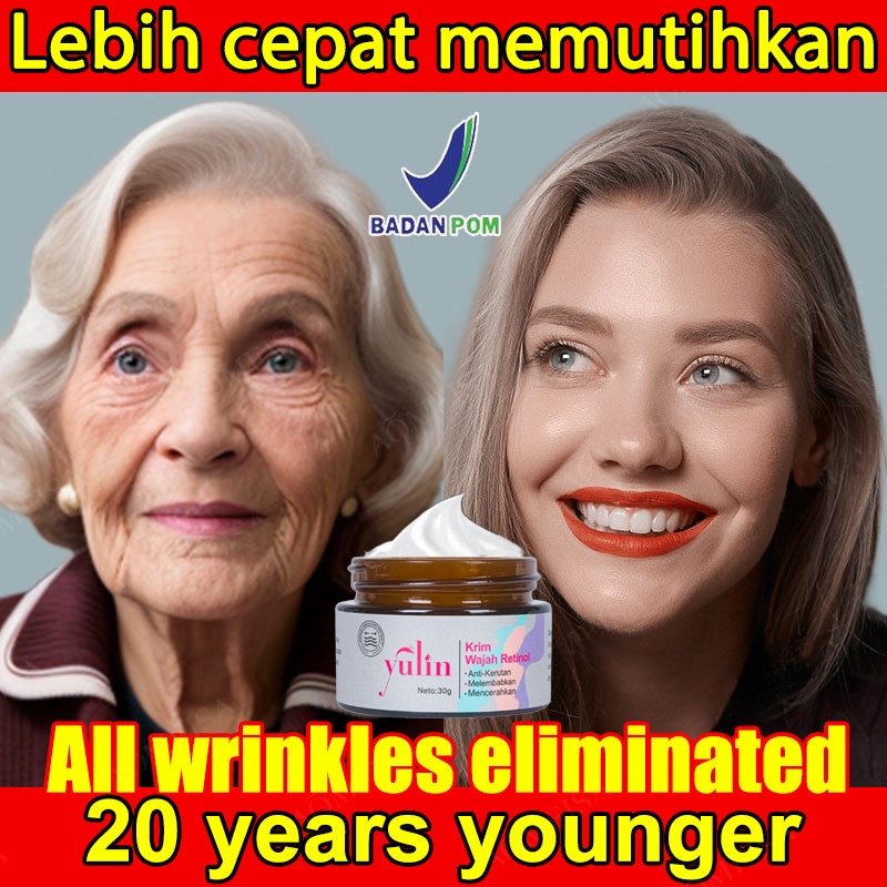 BPOM Krim anti penuaan 30g Retinol Ganda Cream Anti-Aging, Mengurangi Kerutan, Memudarkan Flek dan N
