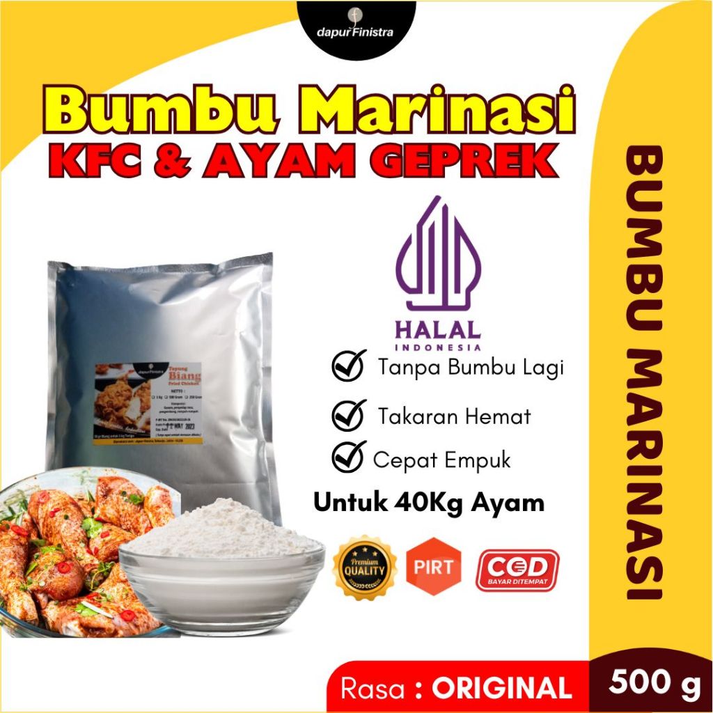 

Dapur Finistra Bumbu Marinasi Ayam Fried Chicken Crispy Premium 500 gram Rasa Original