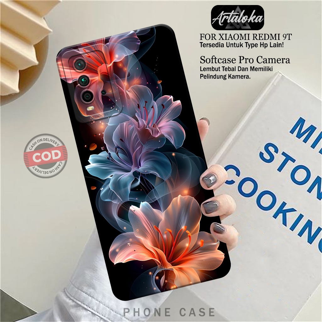 Softcase Hp Xiaomi Redmi 9T Fashion Case Bunga Case Xiaomi Redmi 9T Silikon TPU Pro Camera Casing Xi