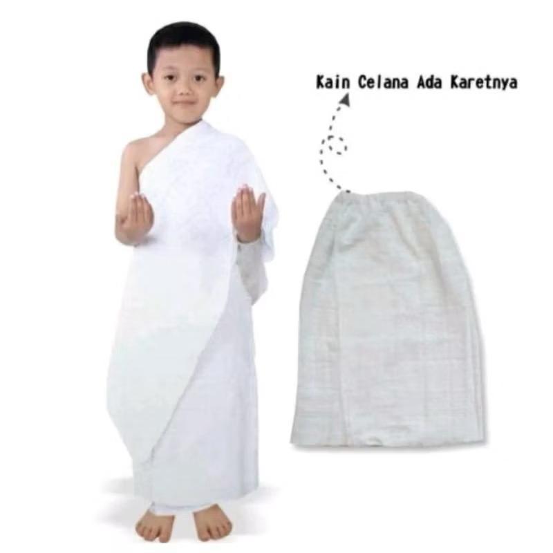Kain Baju Ihram TK Instan Helai Kain Celana Ada Karet nya | Kain Ihram Anak Laki Laki