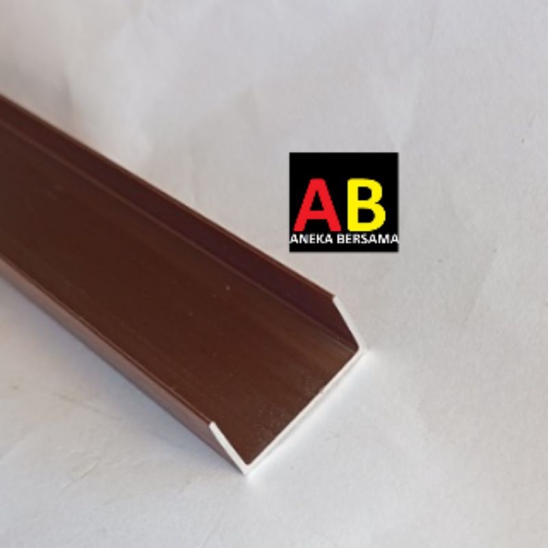 Lis U Aluminium 1cm x 2cm x 1cm Brown Panjang 150cm