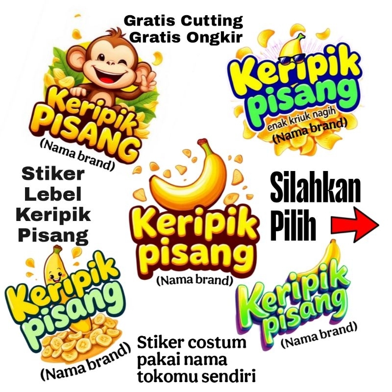 

Stiker makanan costum keripik pisang/Lebel keripik pisang