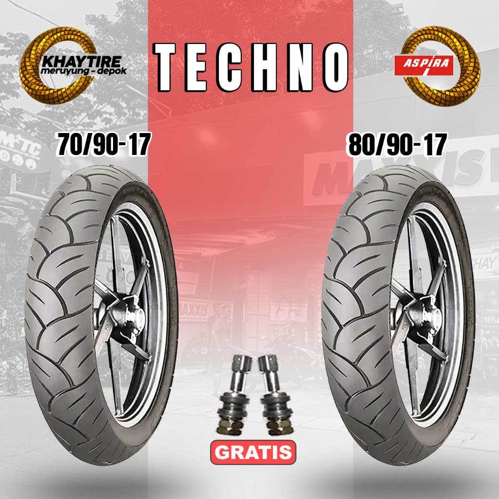 BAN MOTOR BEBEK RING 17 ASPIRA MAXIO TECHNO SATUAN DAN SEPASANG TUBELESS