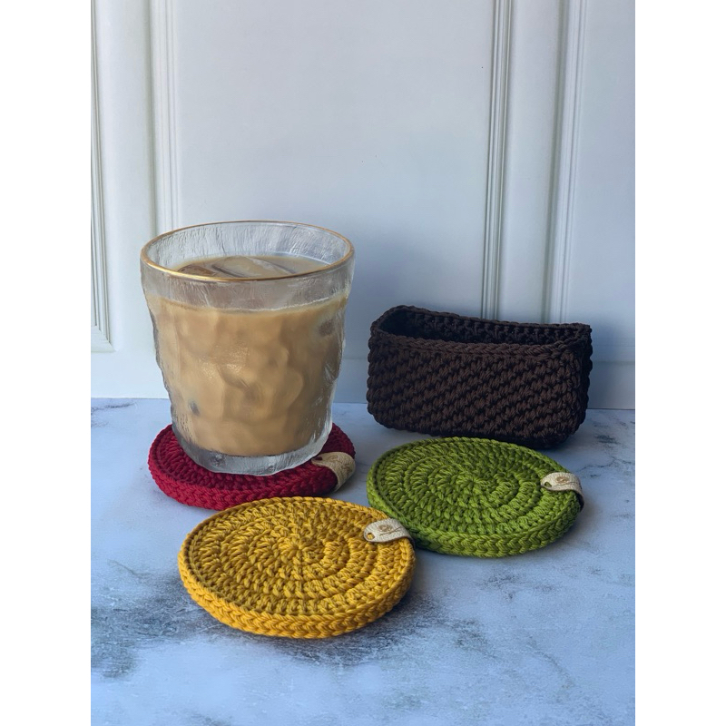 Tatakan Gelas Rajut / Coaster Rajut / Round Coaster