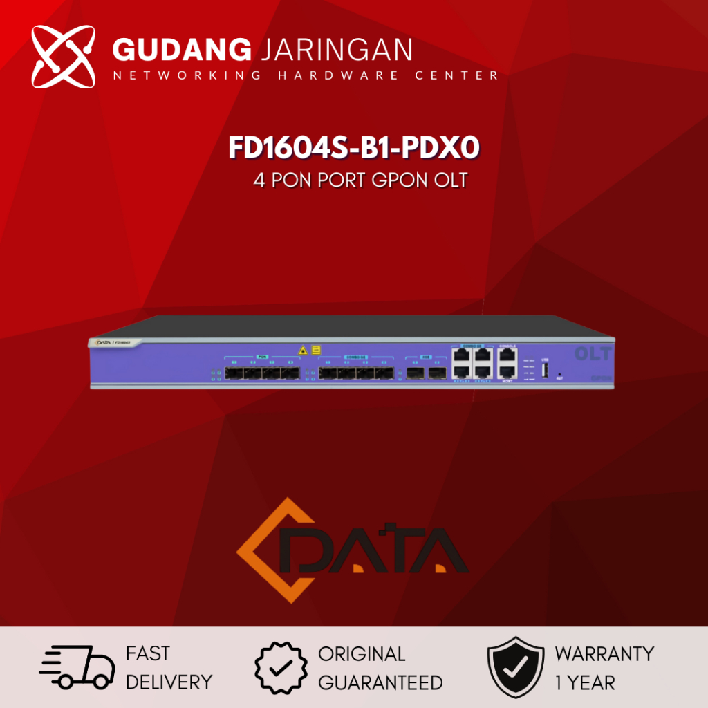 CDATA FD1604S-B1-PDX0 4 PON Port GPON OLT, PSU AC+DC