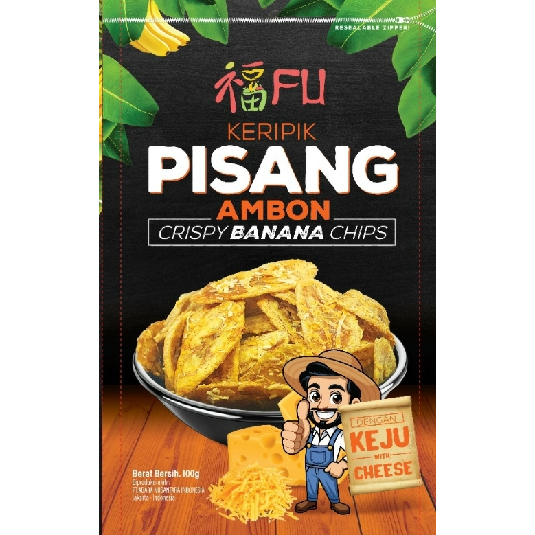 

FU keripik pisang ambon rasa keju kualitas export -100 gr / FU crispy Ambon banana chips with cheese export quality - 100 gr