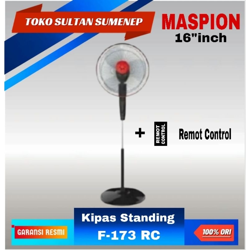 MASPION F-173 RC / F 173RC Kipas Angin Standing + Remot Control 16"inch