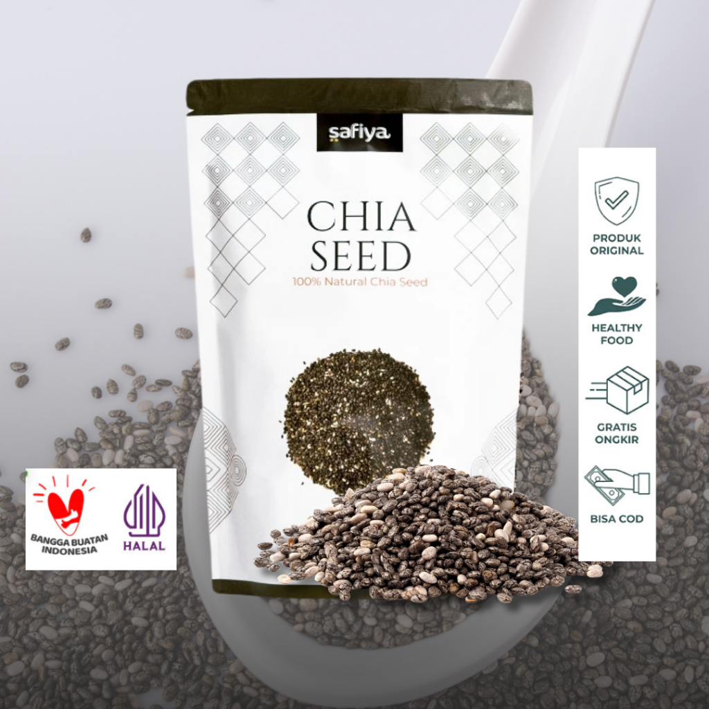 

Chia seed Organic Safiya 1 Kg & 500 Gram Untuk Diet - Chia Seed Premium Organic Black Chia | Biji Chia Original Premium