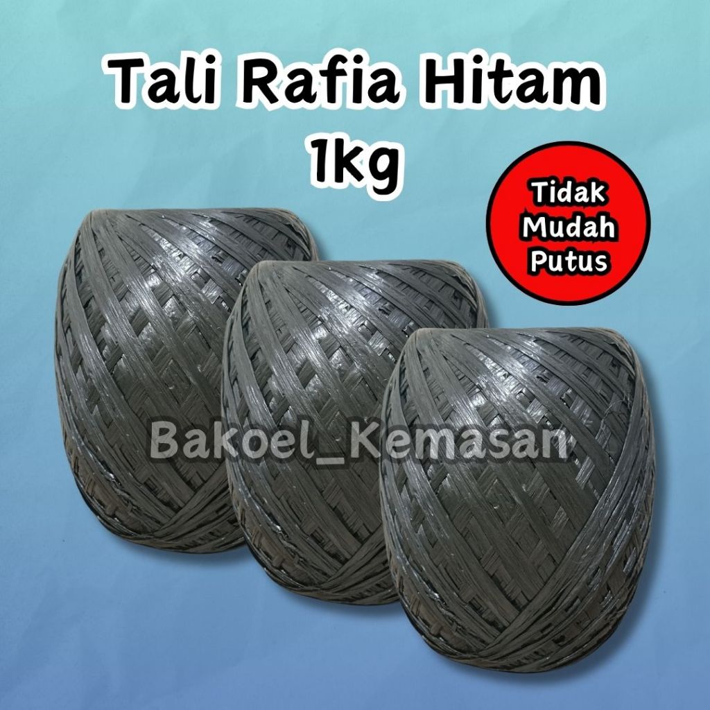 

Tali Rafia Hitam 1 Kg FULL Gulungan Padat / Tali pengikat Rumput Jepang Ravia 1Kg