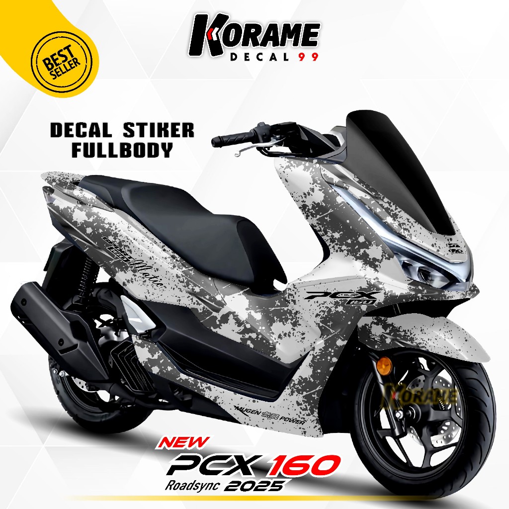 Decal Stiker NEW PCX 160 2025 - Motif Hayabusa Putih Grey