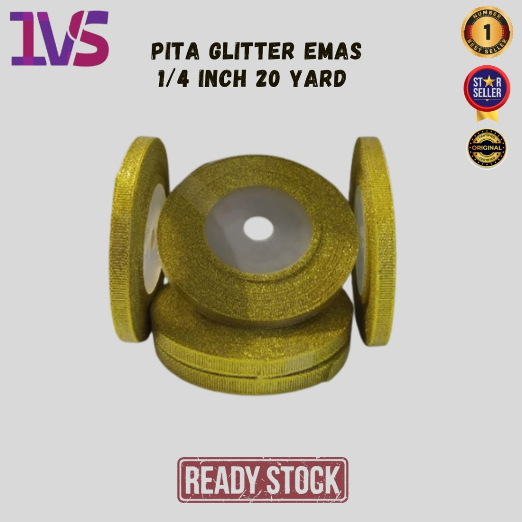 

Pita Glitter Emas 1/4 Inch 20 Yard Premium Product (Per 1 Rol)
