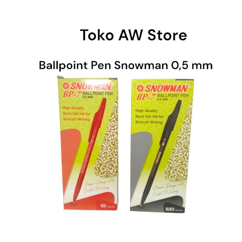 

Pen Snowman Merah Hitam isi 12 l Pulpen l Tinta l Bolpoin Snowman