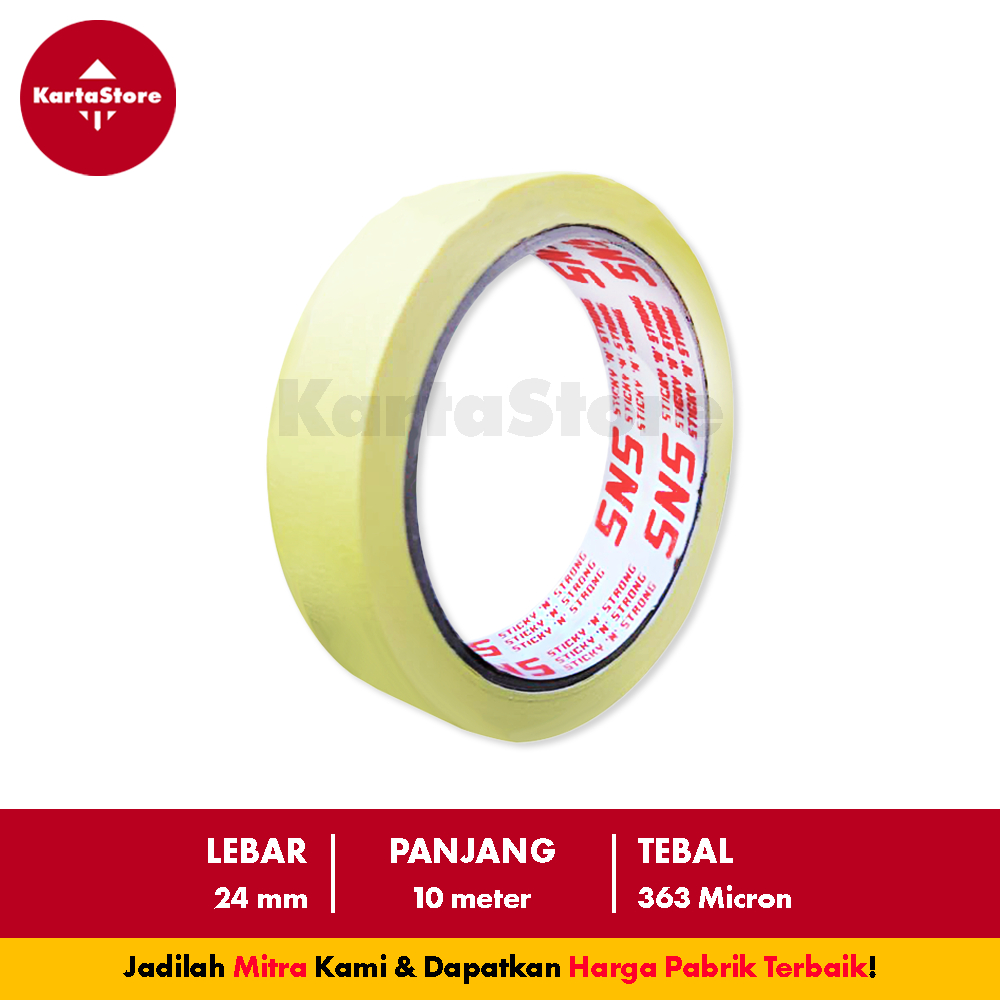 

MASKING TAPE 1 INCH 24 MM / LAKBAN KERTAS 1 INCH 24 MM SNS STICKY N STRONG