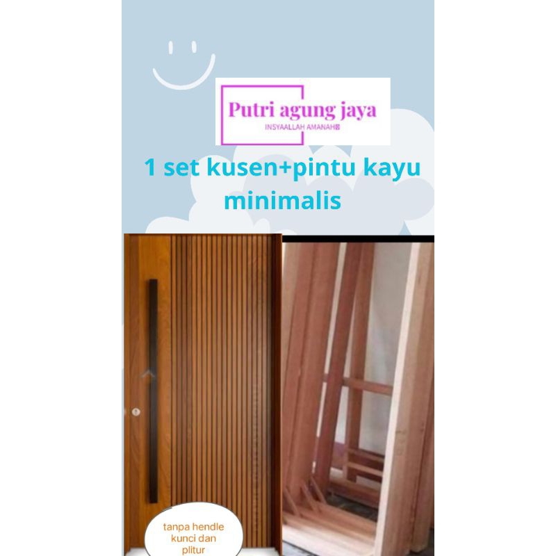 1 set kusen+pintu kayu minimalis bahan kamper dan meranti bisa custom fast respon