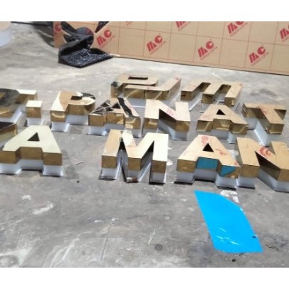 Huruf Timbul Stainless Gold Akrilik LED PT