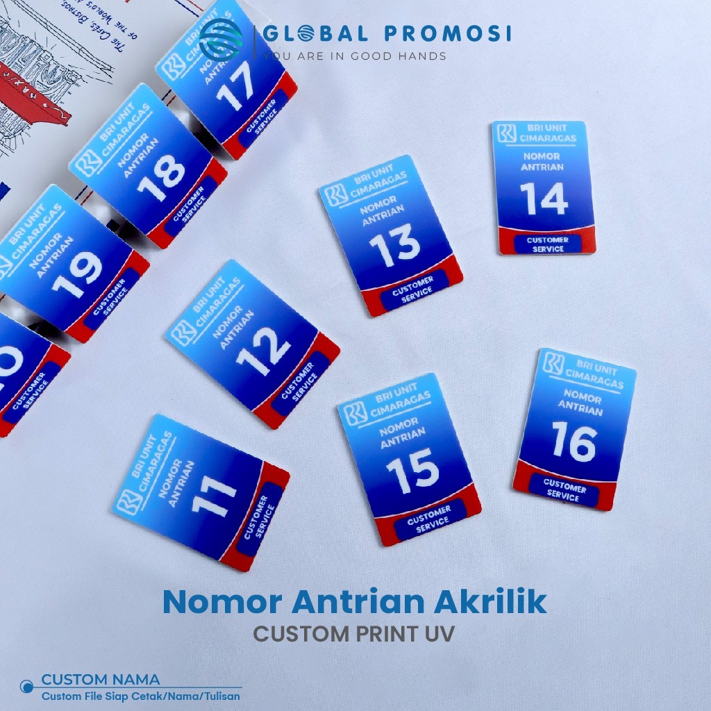 

Nomor Antrian Akrilik Custom 2mm 5x7cm Cetak Uv Print Acrylic