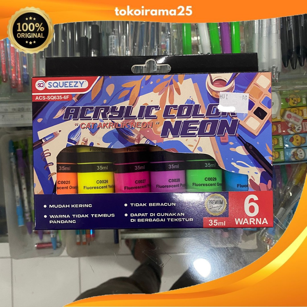 

Squeezy Cat Acrylic Color / Car Akrilik Set 6 Warna 35ml