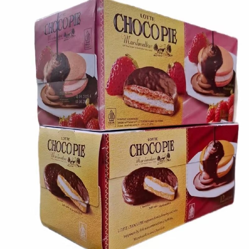 

LOTTE CHOCOPIE RASA COKELAT | STRAWBERY MARSHMALLOW Murah Netto 12 PCS X 28 GR