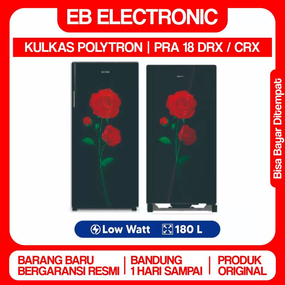 KULKAS 1 Pintu POLYTRON PRA 18 CRX / DRX Mawar Hitam Merah Pendingin Freezer