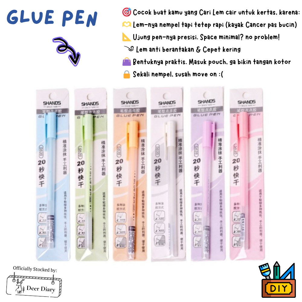 

Deer Diary - Glue Pen - Lem bentuk Pulpen Praktis untuk Journaling DIY Craft Scrapbook