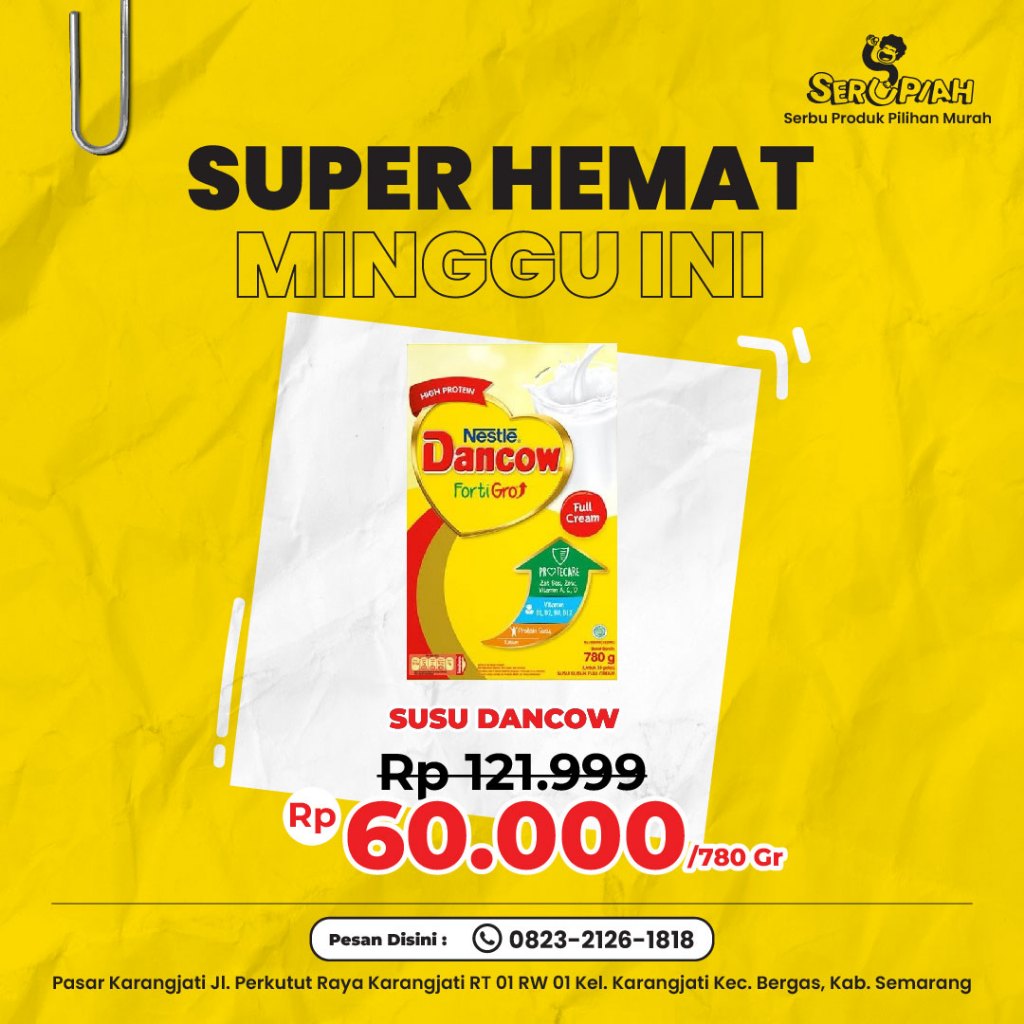 

PROMO - Susu Dancow 780 Gr / Susu Kue/ Kue Kering/ Cookies