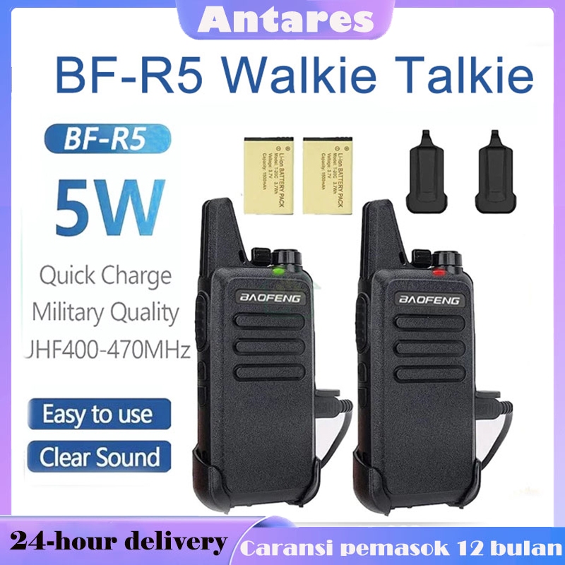 Banana Sport 100%OriHt Baofeng R5 Walkie Talkie Jarak Jauh 10Km(Max) Ht Wlan Uhf 1/2 Units Handy