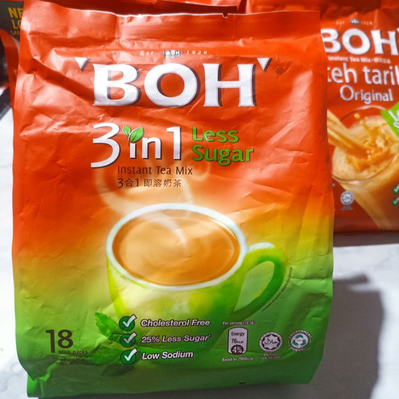 

BOH 3in1 Instant Tea Mix Varian Kurang Gula / Less Sugar (18 Stik).