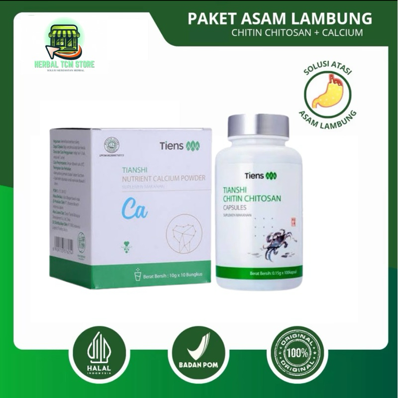HERBAL CHINA Tiens Paket Asam Lambung lengkap tiens chitin chitosan-tiens calcium powder-paket hemat