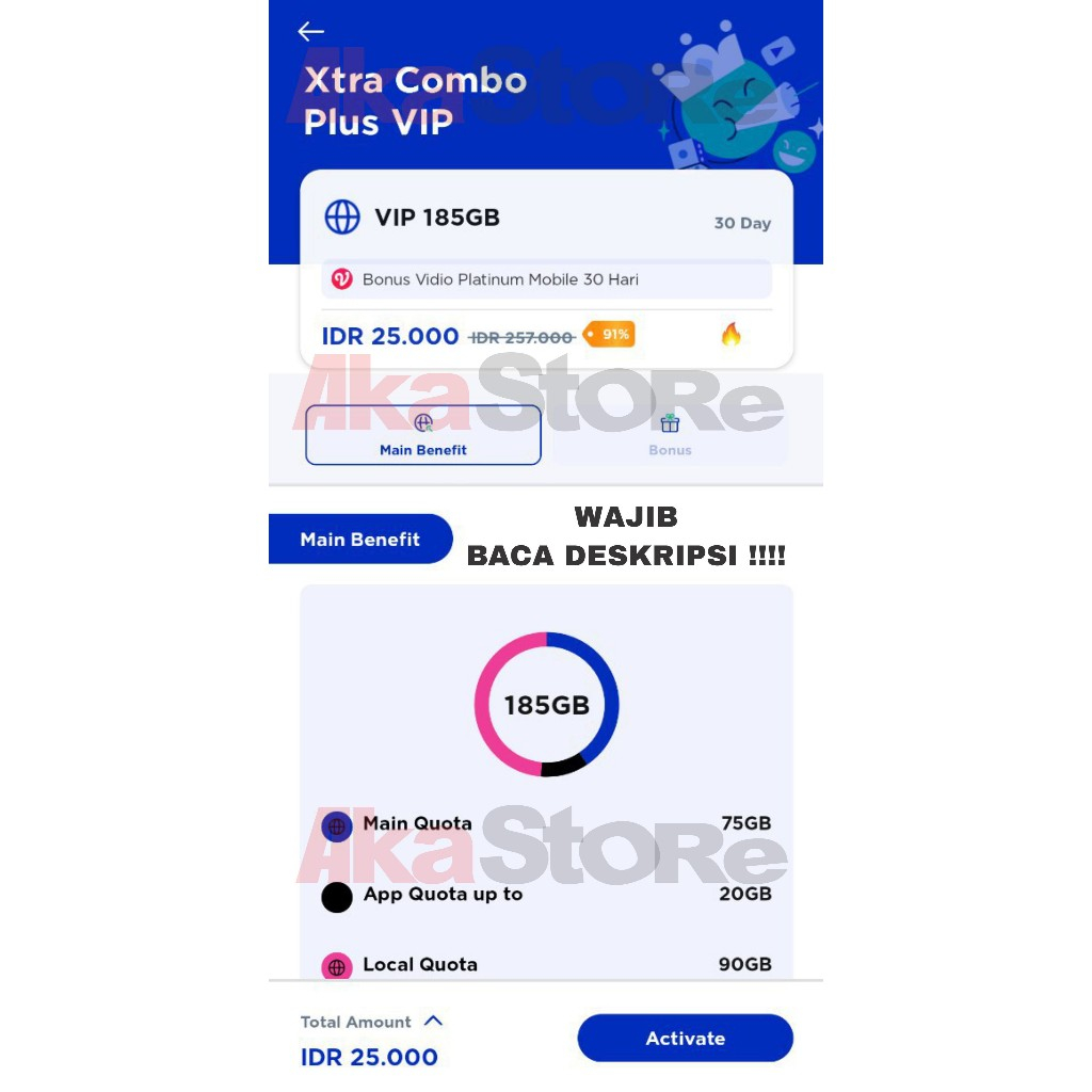 Kartu perdana XL Combo VIP Plus diskon 90% Aktif