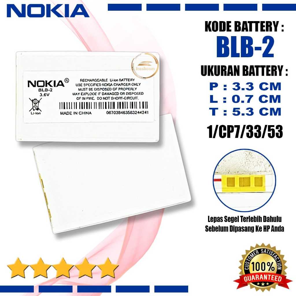Baterai Original BLB2 / BLB-2 Compatible Hp Nokia 8210 , 8250 , 8310 , 8510 , 8850 , 8910 , 6510 , 3