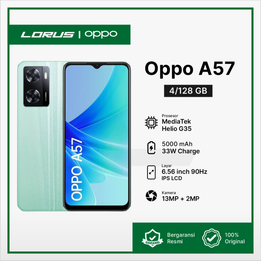 Oppo A57 4/128GB |MediaTek Helio G35 |Pengisian cepat 33W SUPERVOOC