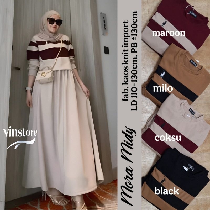 Mora Midi Dress by Vinstore Realpict 4 Warna