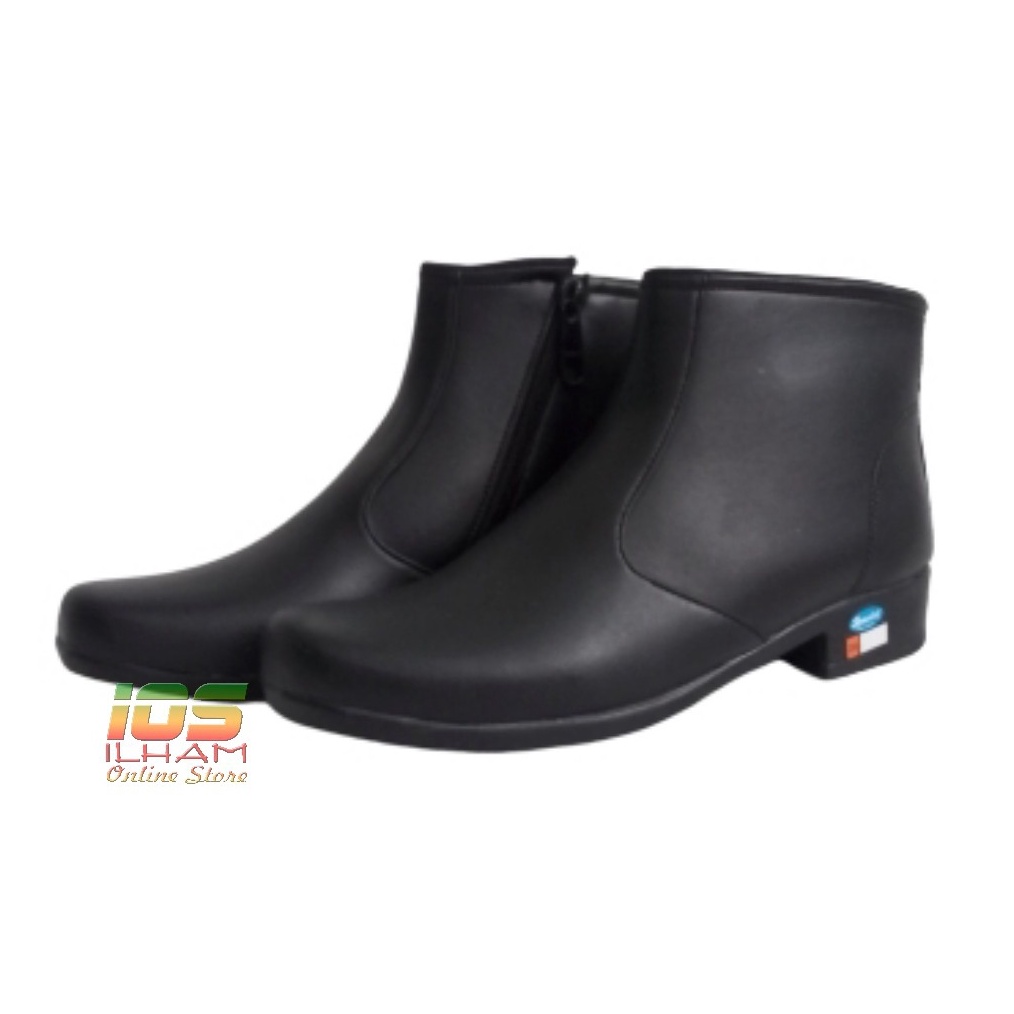 KODE H52Z Gucci CWE Sepatu Pantofel PDH PDL Boot Hak 3Cm Resleting Wanita Polwan Size 3741 Hitam