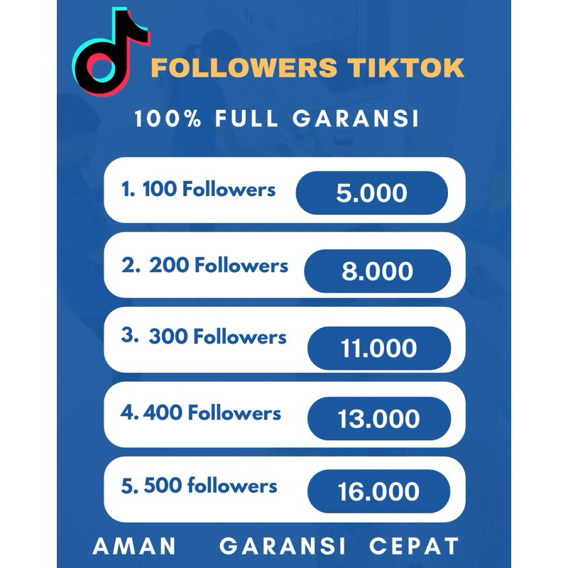 FOLLOWERS T1KT0K GARANSI 100%